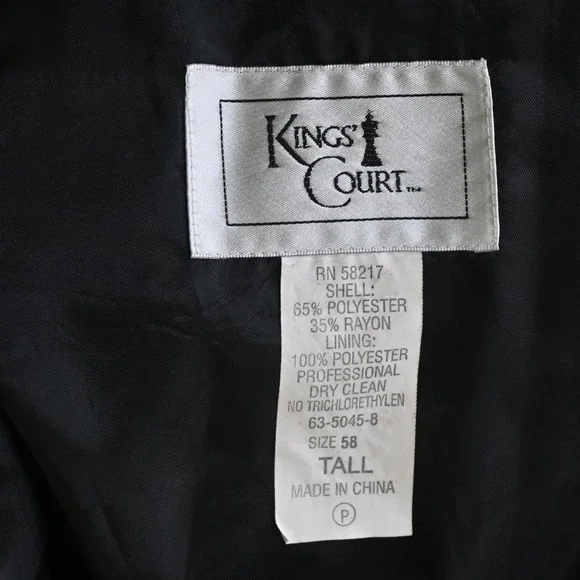 Kings Court 58L 44x32 Black Striped 5 Button Mens Jacket Pants Suit